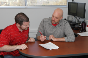 L-R: Mechanical engineering M.S. candidate Sam Wright and Professor Jake Abbott.